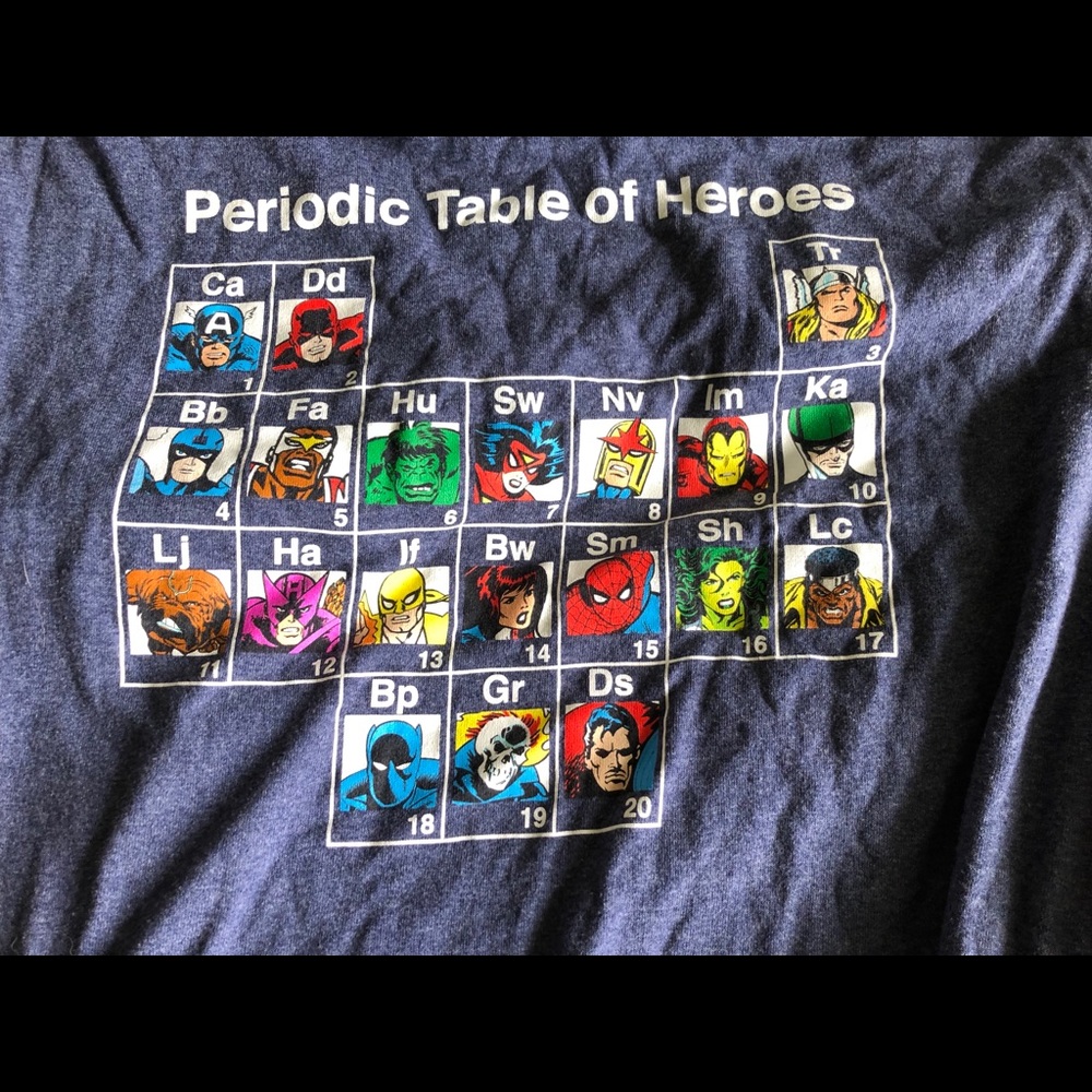 Marvel periodic table of heroes T-shirt
